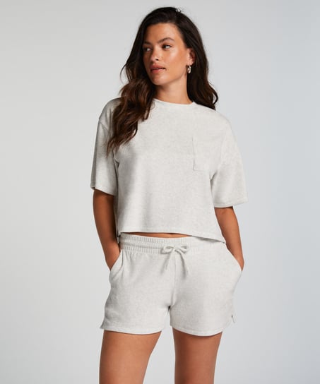 Top velours manches courtes, Gris