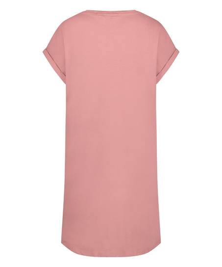 Chemise de nuit &agrave; encolure arrondie, Rose