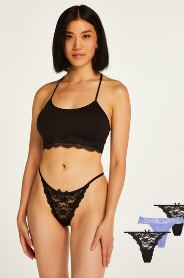 Hunkemöller Lot de 3 mini strings Noir