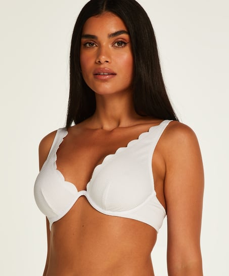 Haut de bikini &agrave; armatures non rembourr&eacute; Scallop, Blanc