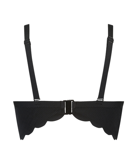 Vorgeformtes Bügel-Bikinitop Scallop, Schwarz