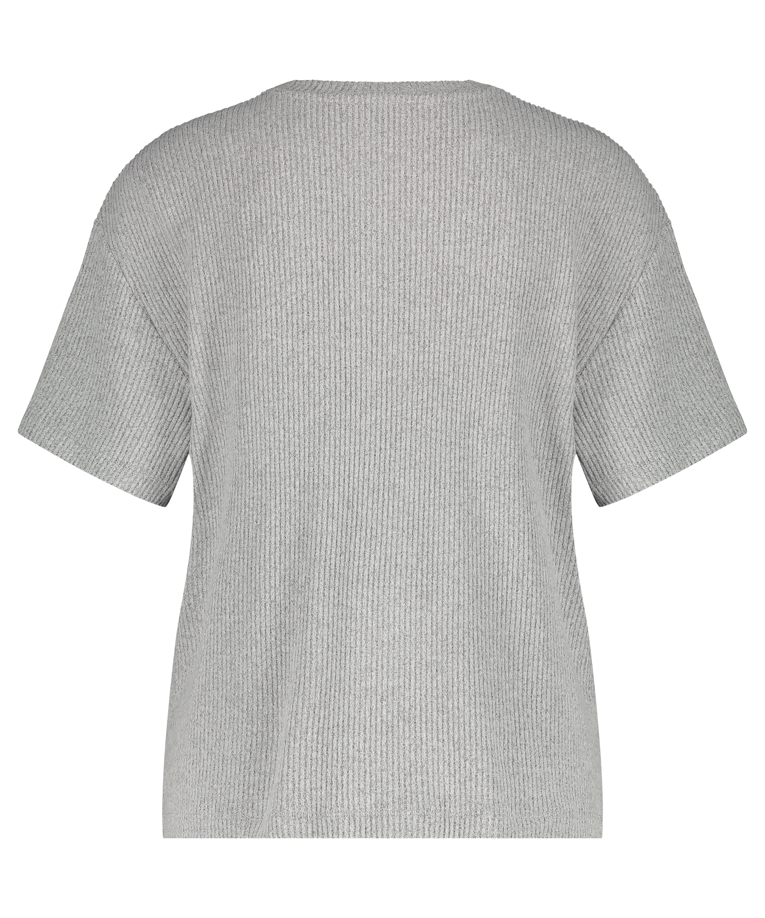 Geripptes Kurzarm-Top, Grau, main