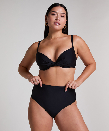 Bas de bikini taille haute Cheeky shaping Luna, Noir