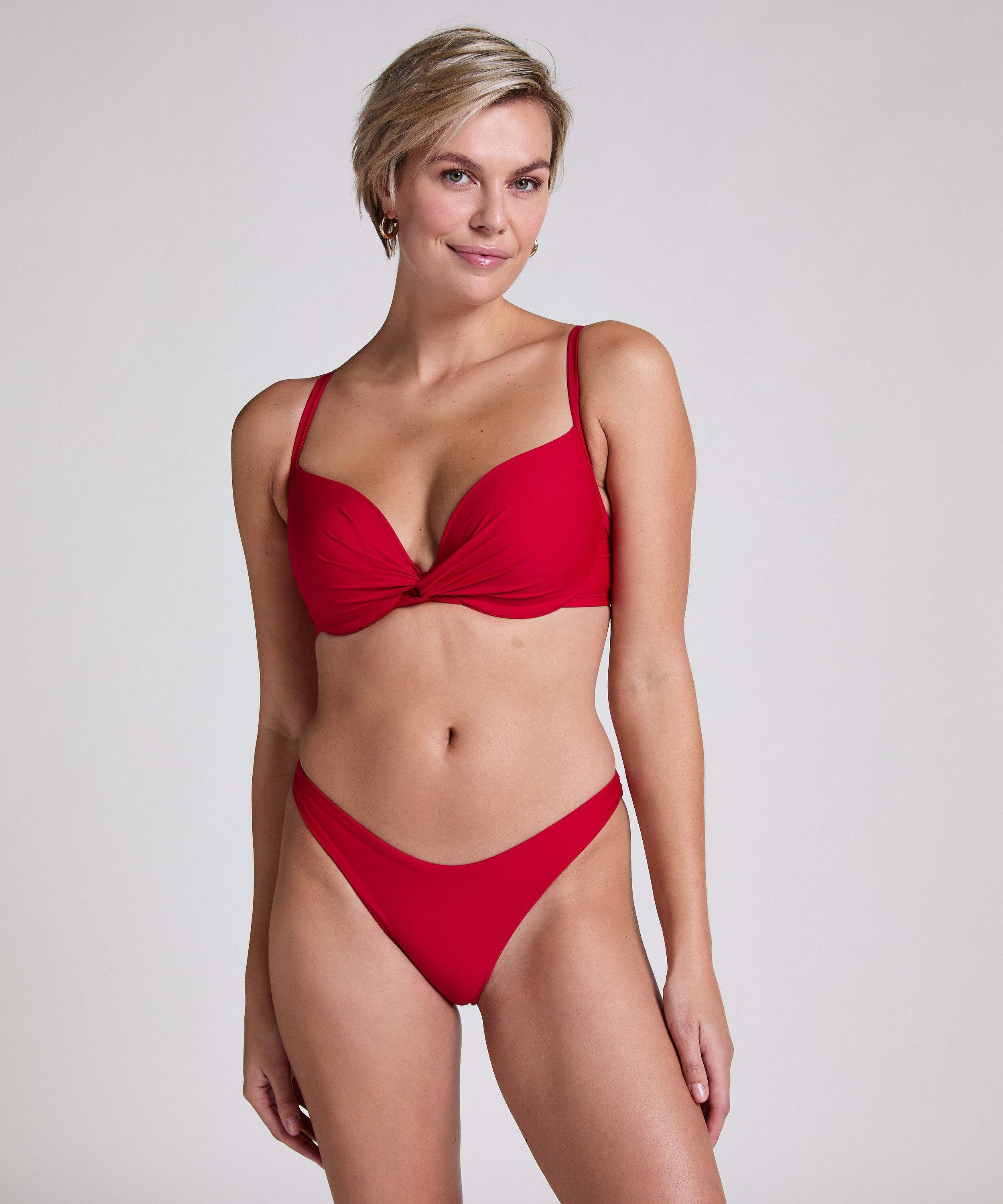 Slip de Bikini Échancrés Luna, Rouge