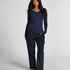 Haut de pyjama à manches longues Henley, Bleu