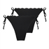 Lot de 2 Slip de Bikini Cheeky Tanga Scallop, Noir