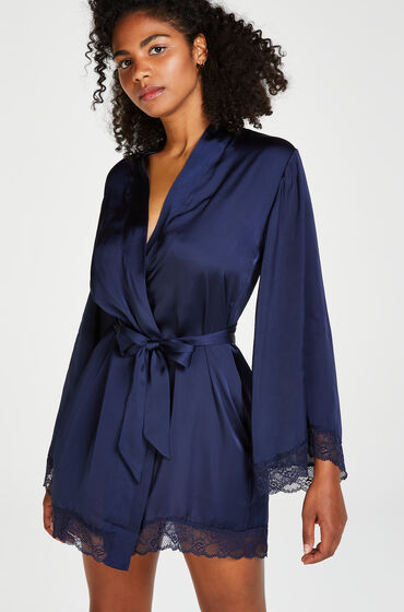 Hunkemöller Petite Kimono Satin Meili Bleu
