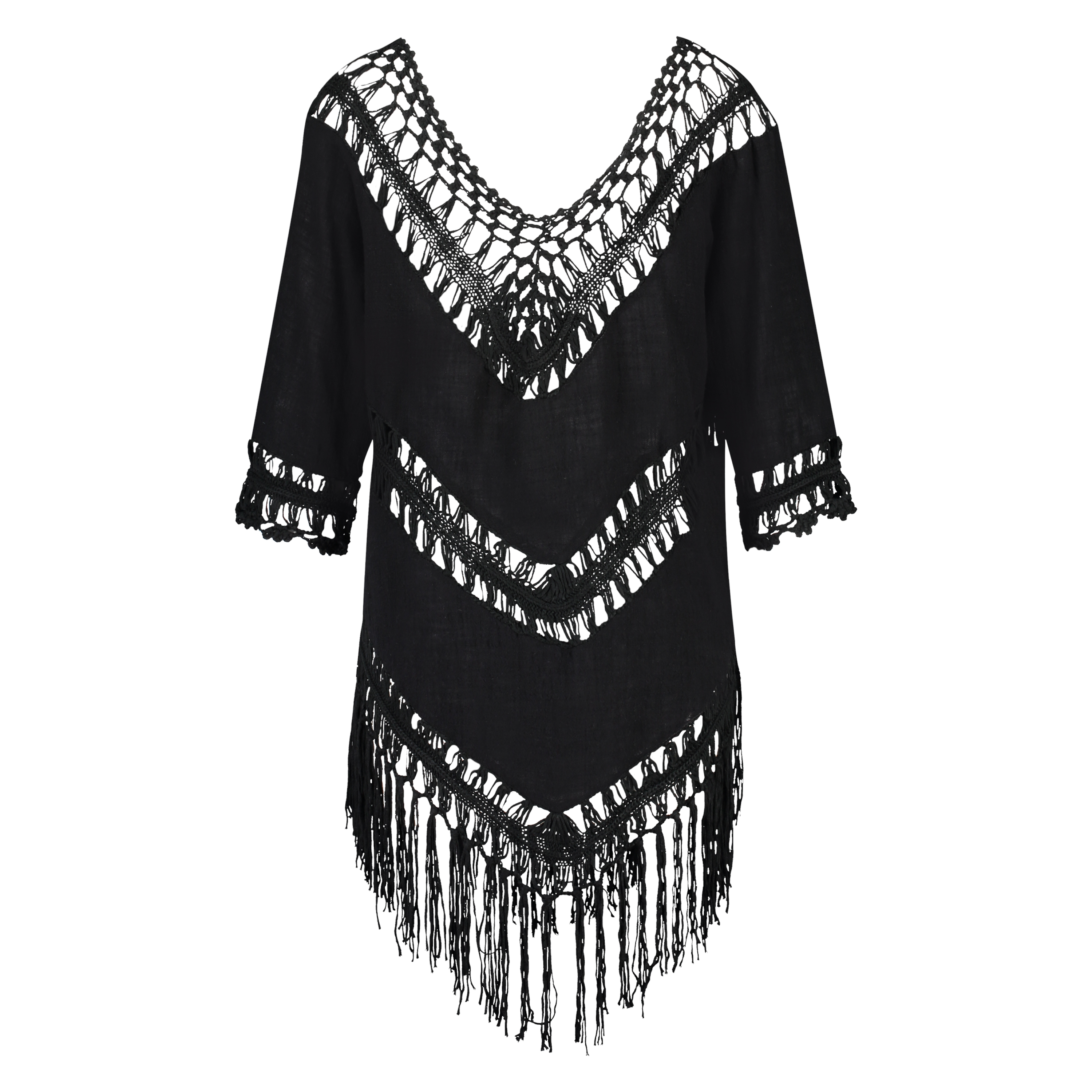 Fringe Tunika, Schwarz, main