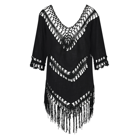 Fringe Tunika, Schwarz