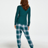 Petite Pyjamahose Twill Check, Blau