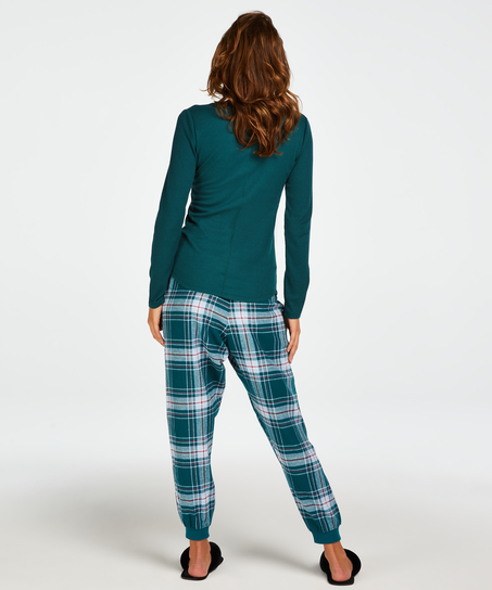 Petite Pyjamahose Twill Check, Blau