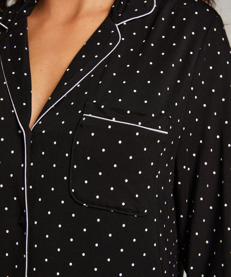 Robe-chemise à manches longues en jersey Essential, Noir