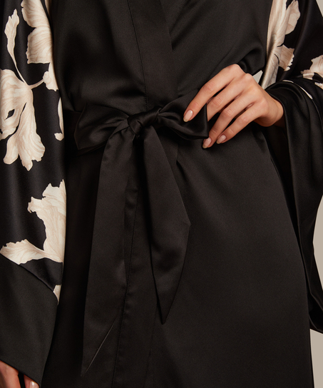 Kimono Satin Bloom, Noir