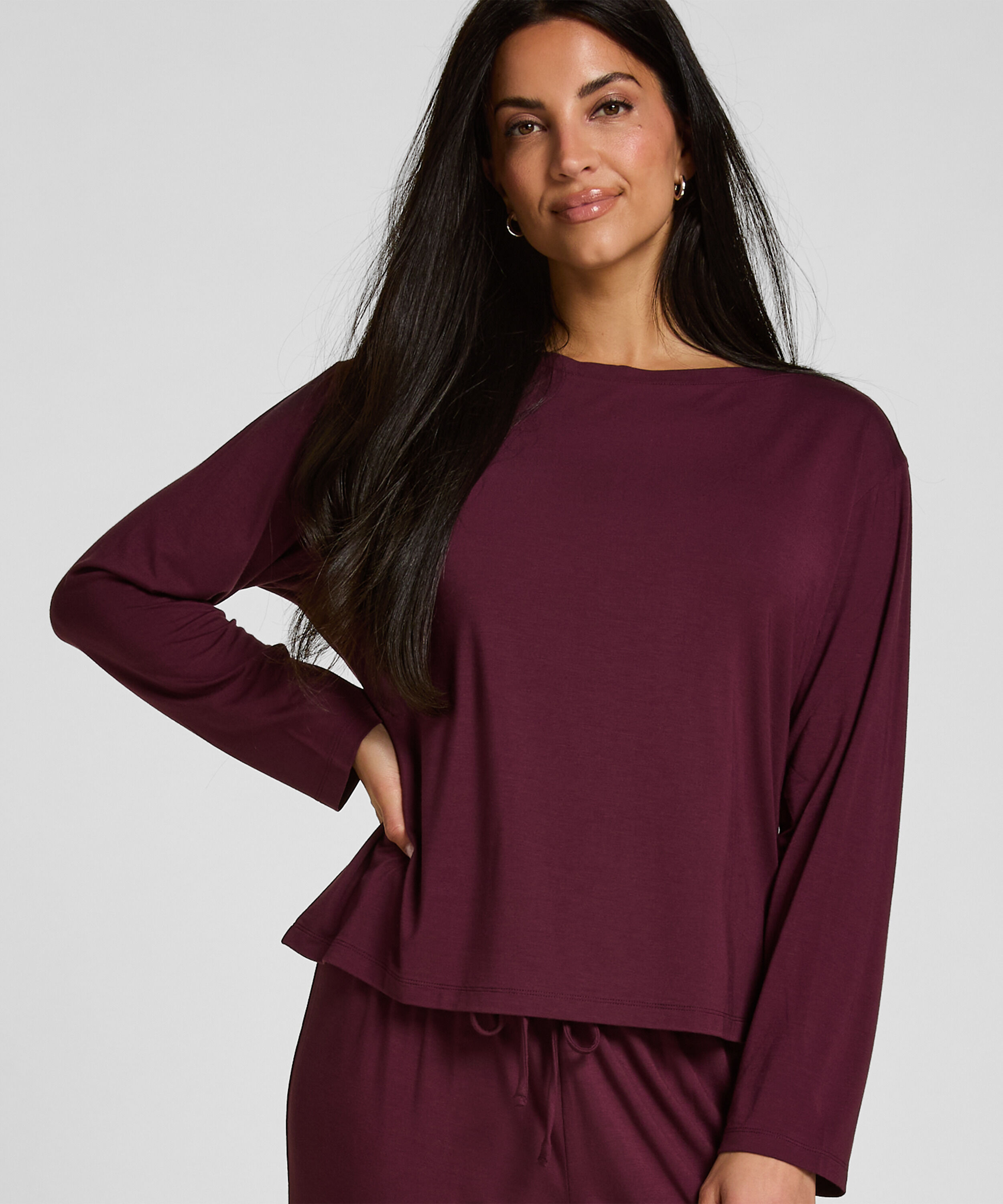 Schlafshirt Langarm Jersey, Lila Schlafshirt Langarm Jersey, Lila