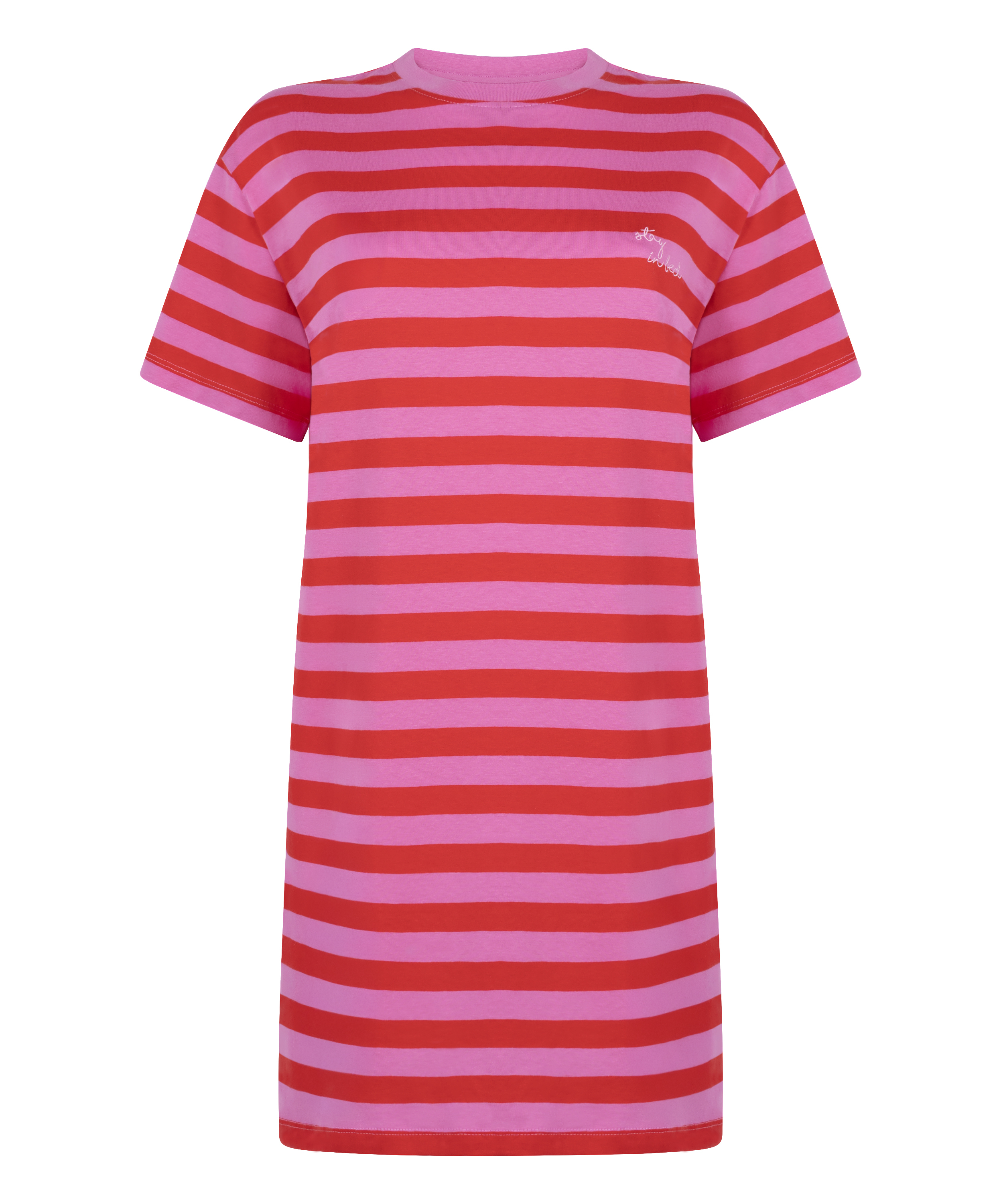 Chemise de nuit col rond, Rose, main