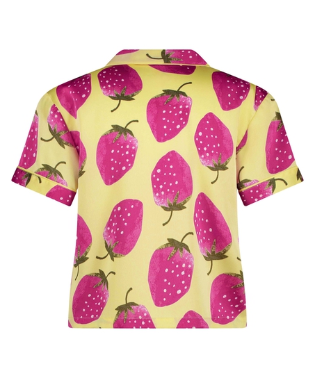 Veste à manches courtes en satin, Jaune