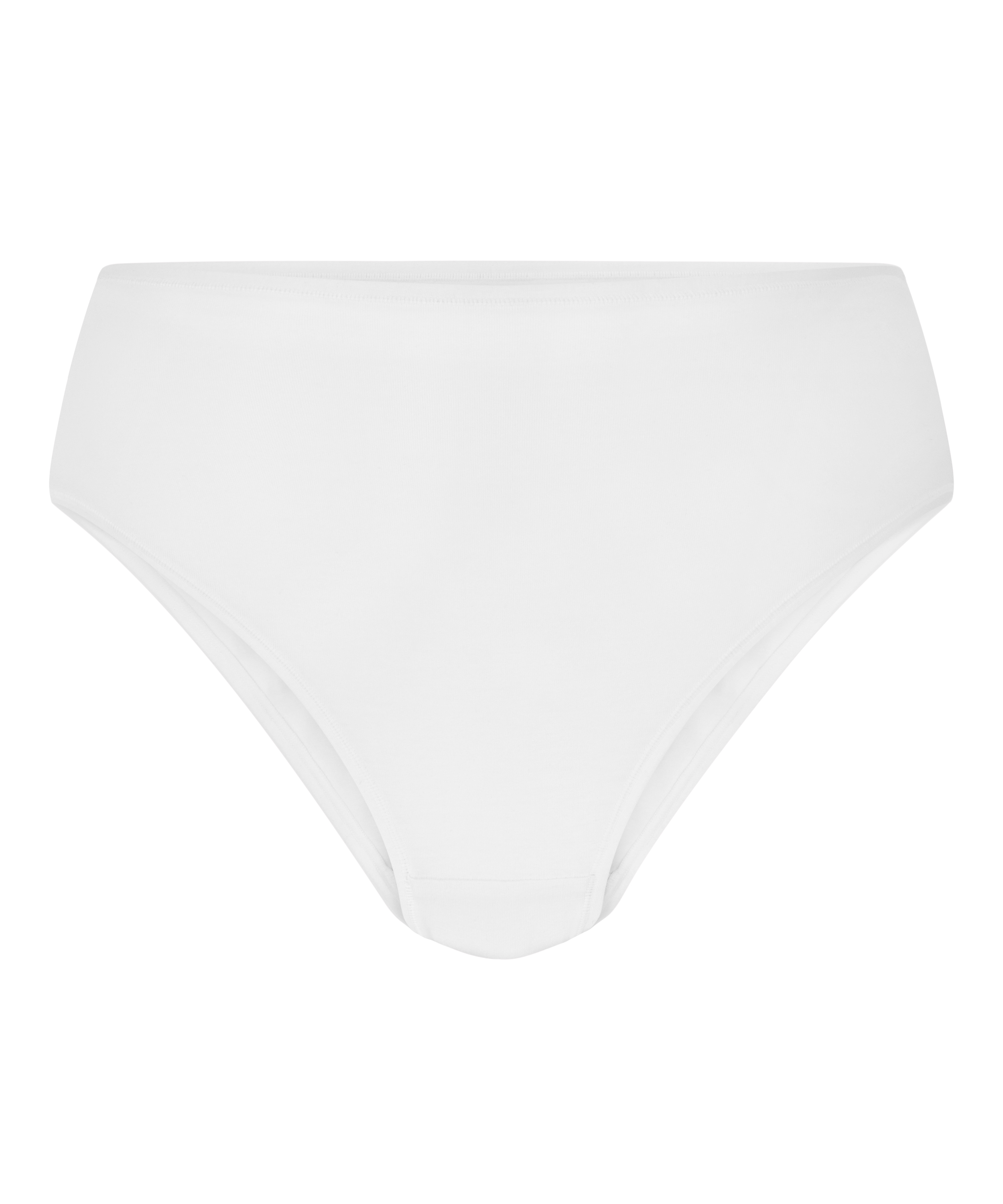 Culotte brésilienne jambe haute coton, Blanc, main