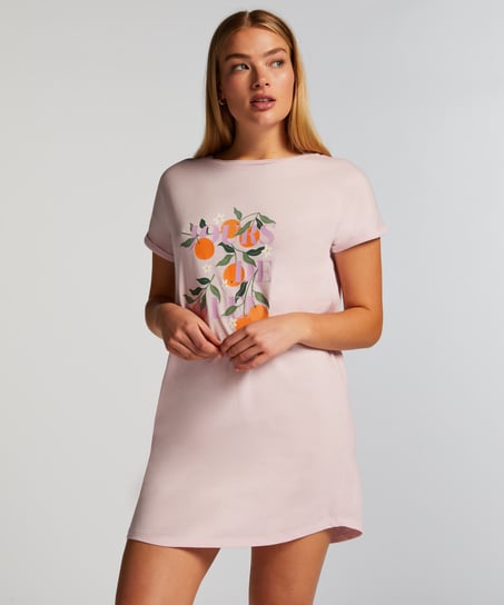 Chemise de nuit col rond, Rose