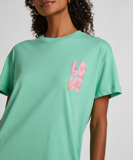 Chemise de nuit col rond, Vert