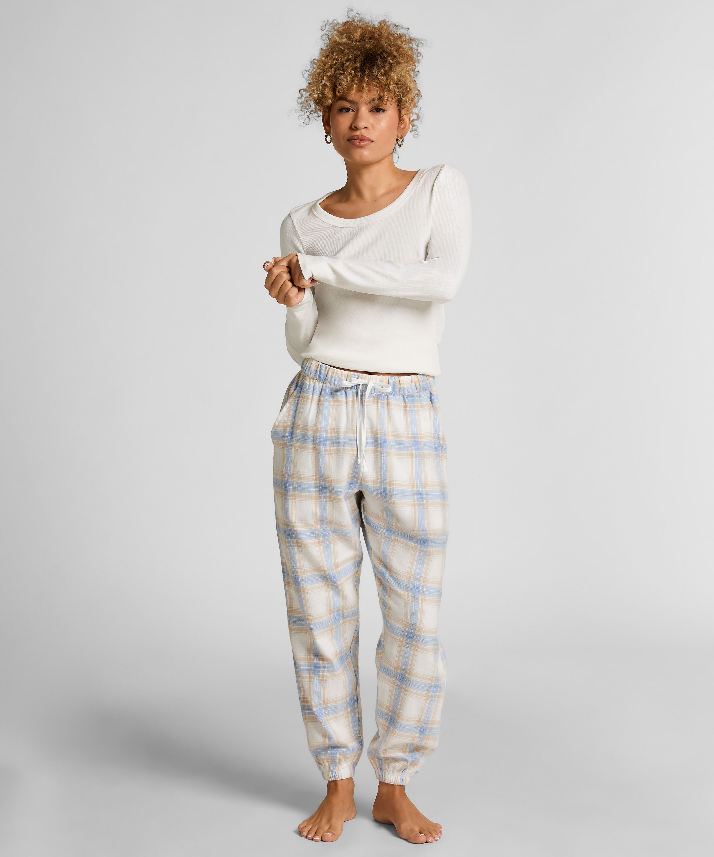 Pyjamahose aus Flanell, Blau