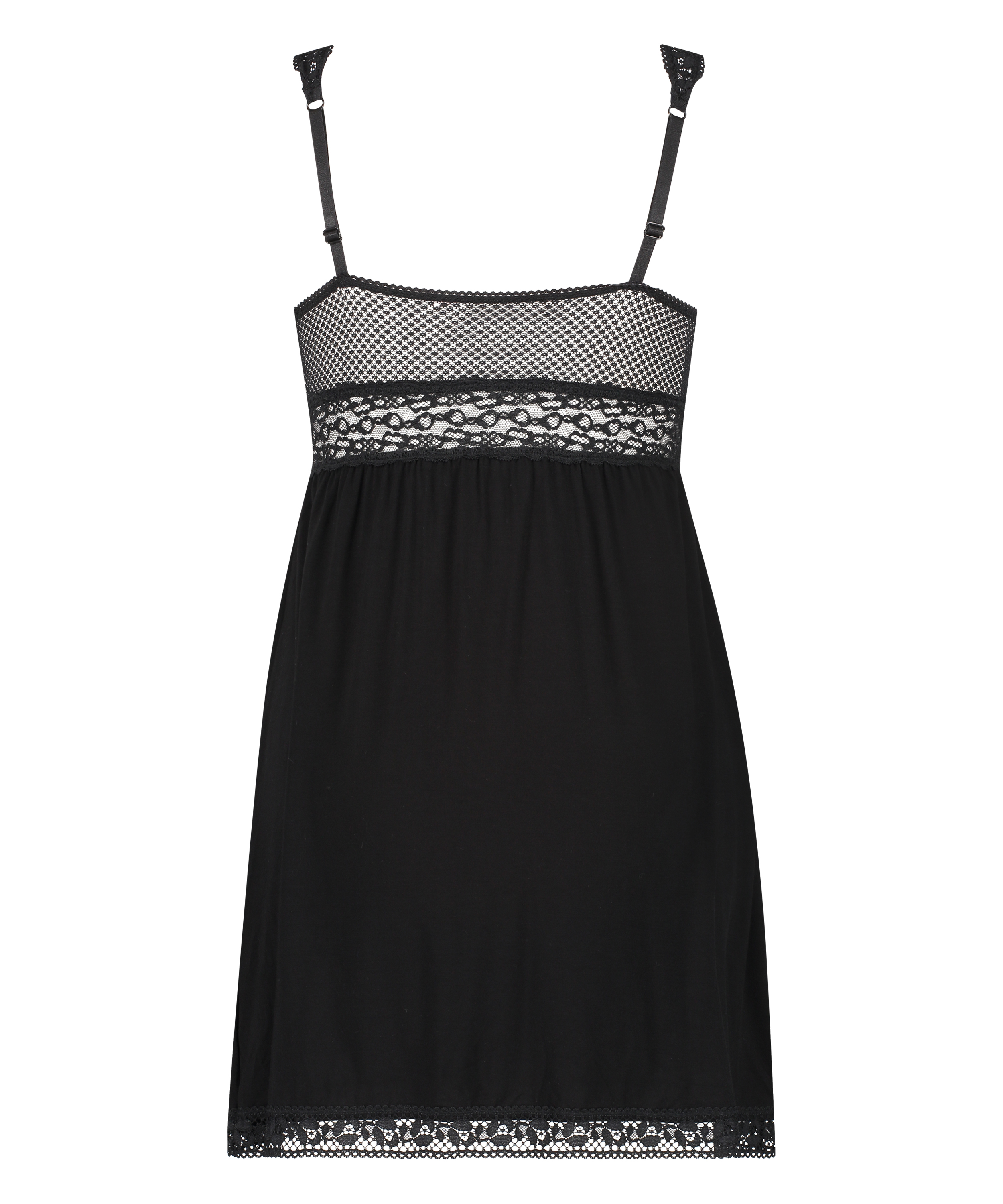 Slipdress Jersey Grafic Lace, Schwarz, main