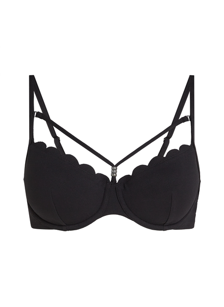Haut de bikini pr&eacute;form&eacute; &agrave; armatures Scallop, Noir