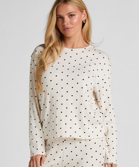 Pyjama Top Loose Pointelle, Blanc