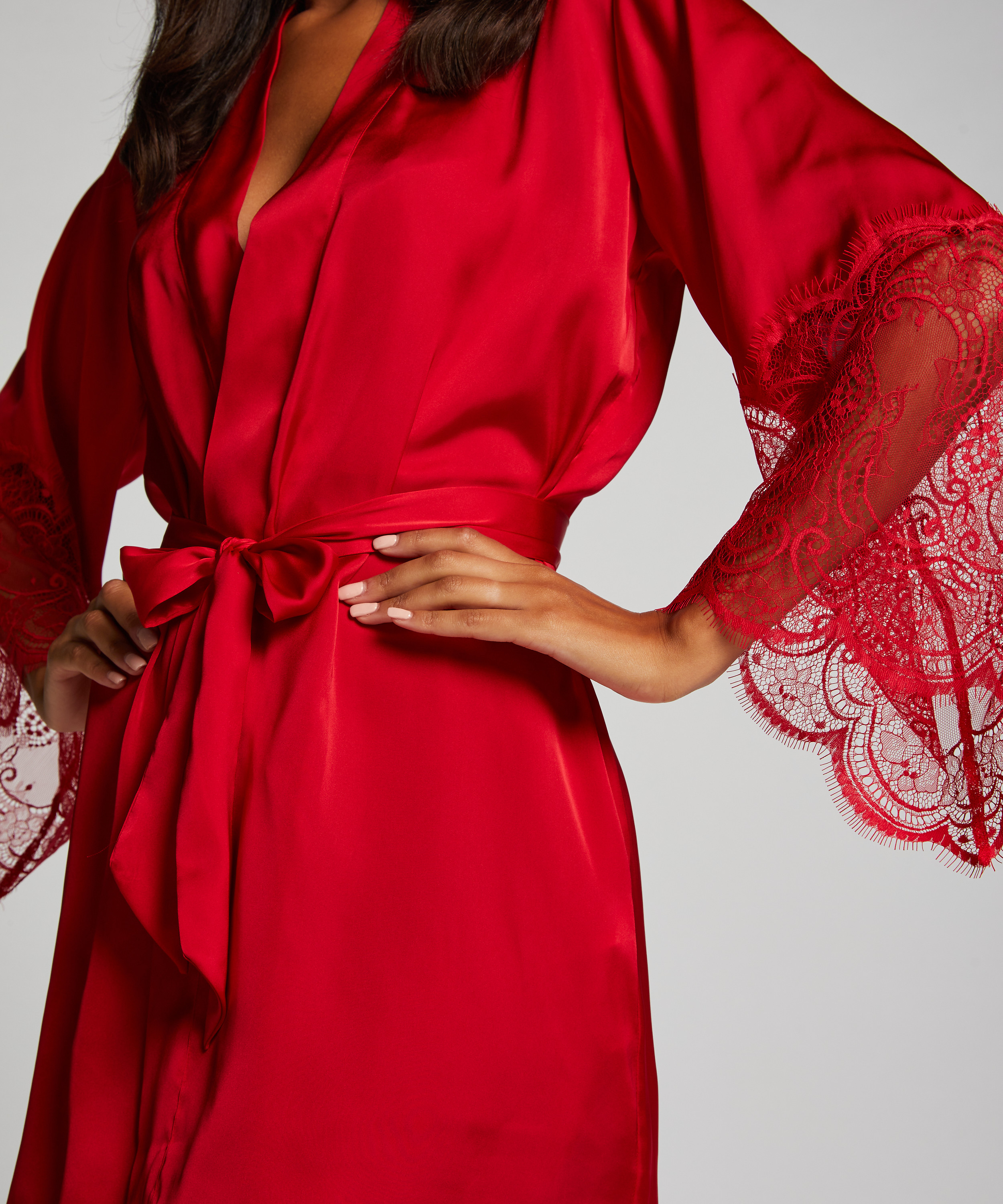 Kimono Satin, Rouge, main