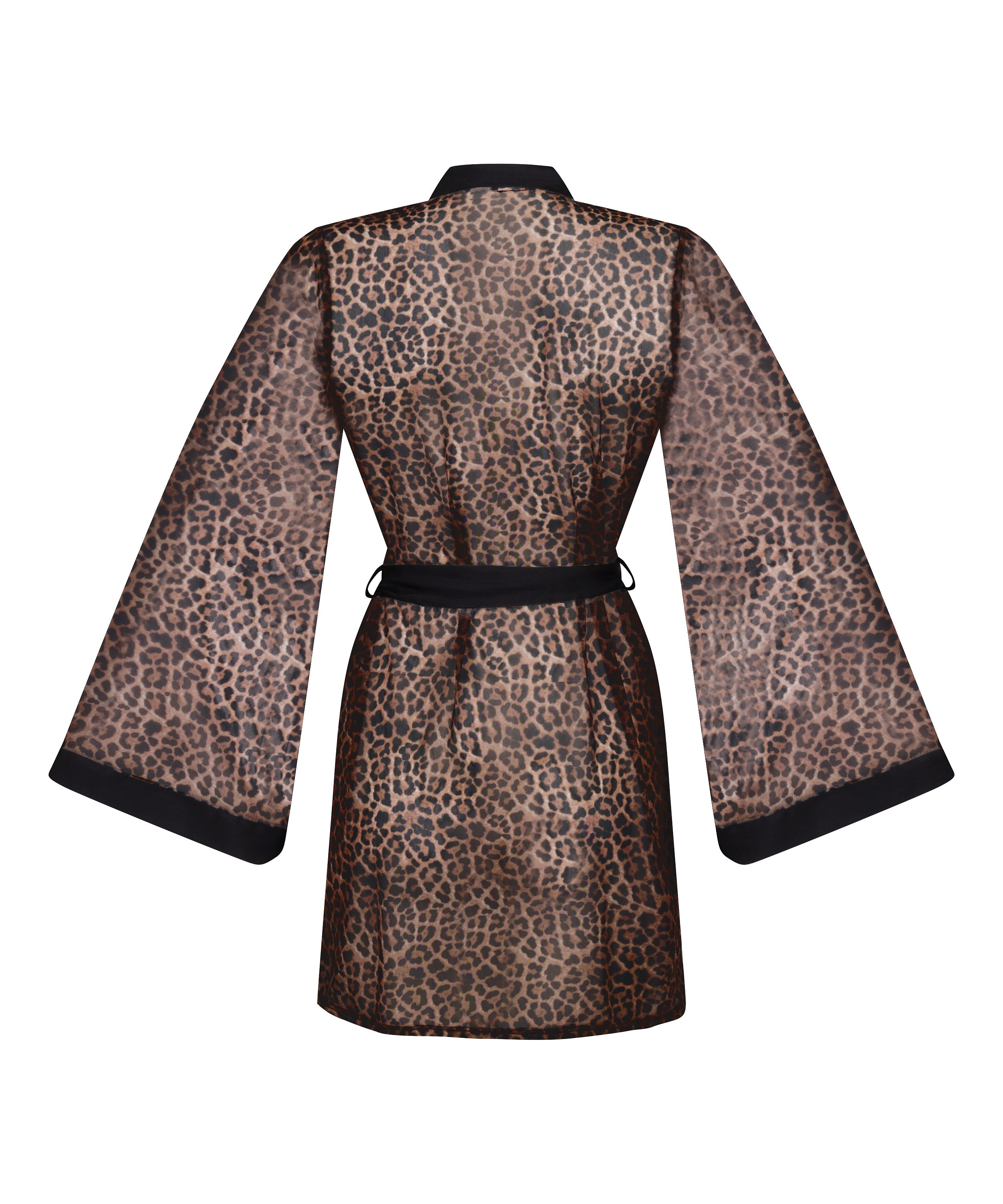 Leopard Mesh-Kimono, Schwarz, main