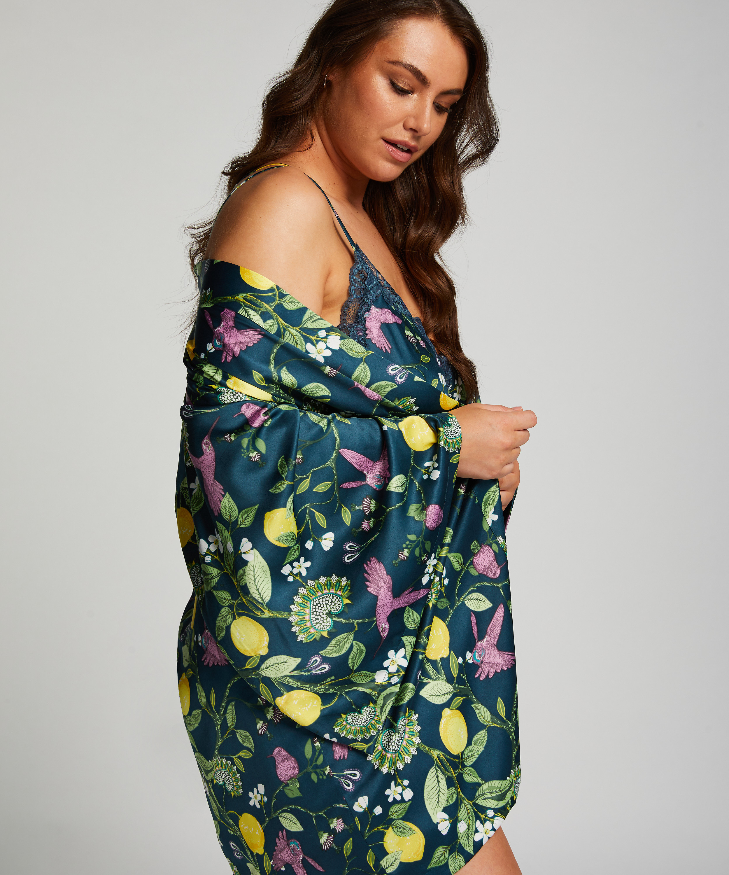 Kimono Satin, Blau, main