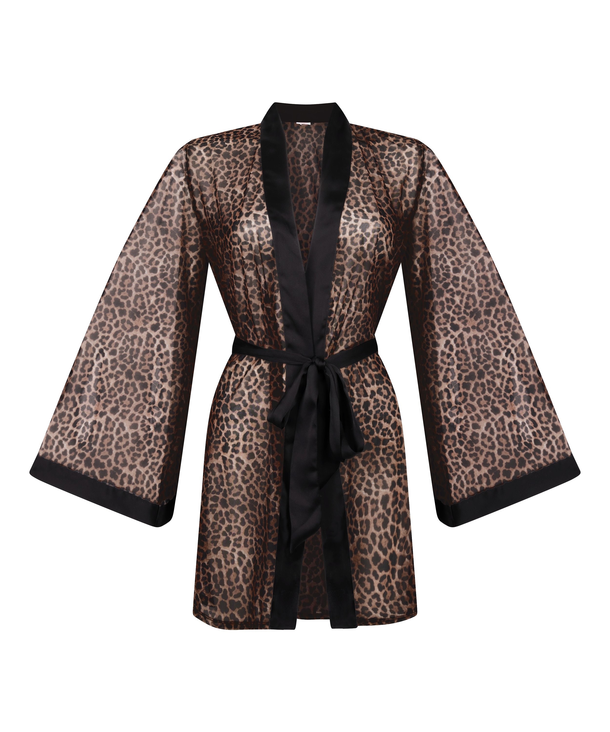 Leopard Mesh-Kimono, Schwarz, main