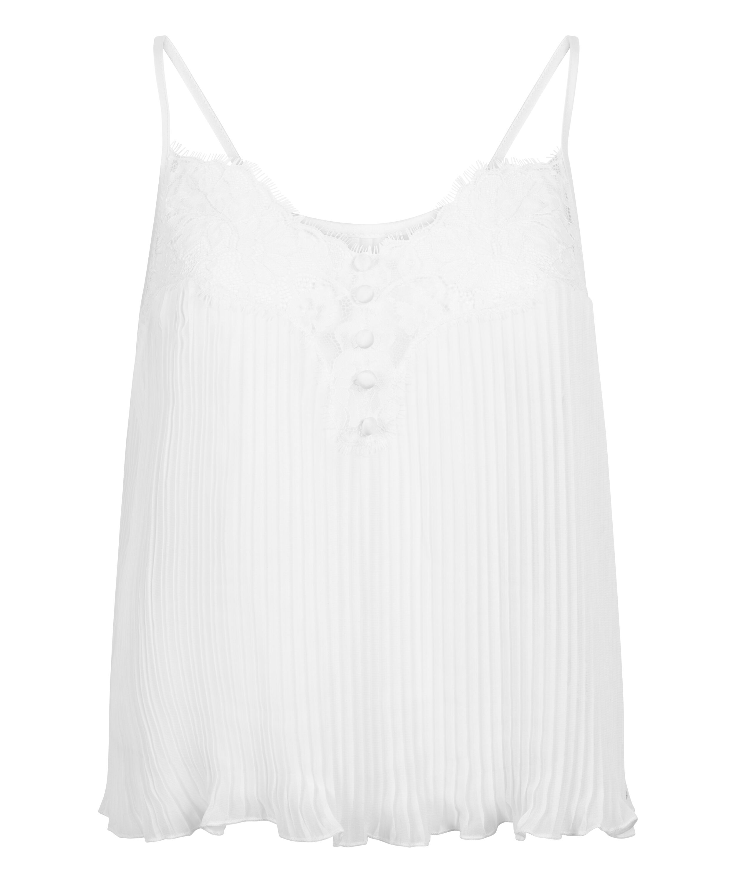Cami en dentelle Plisse, Blanc