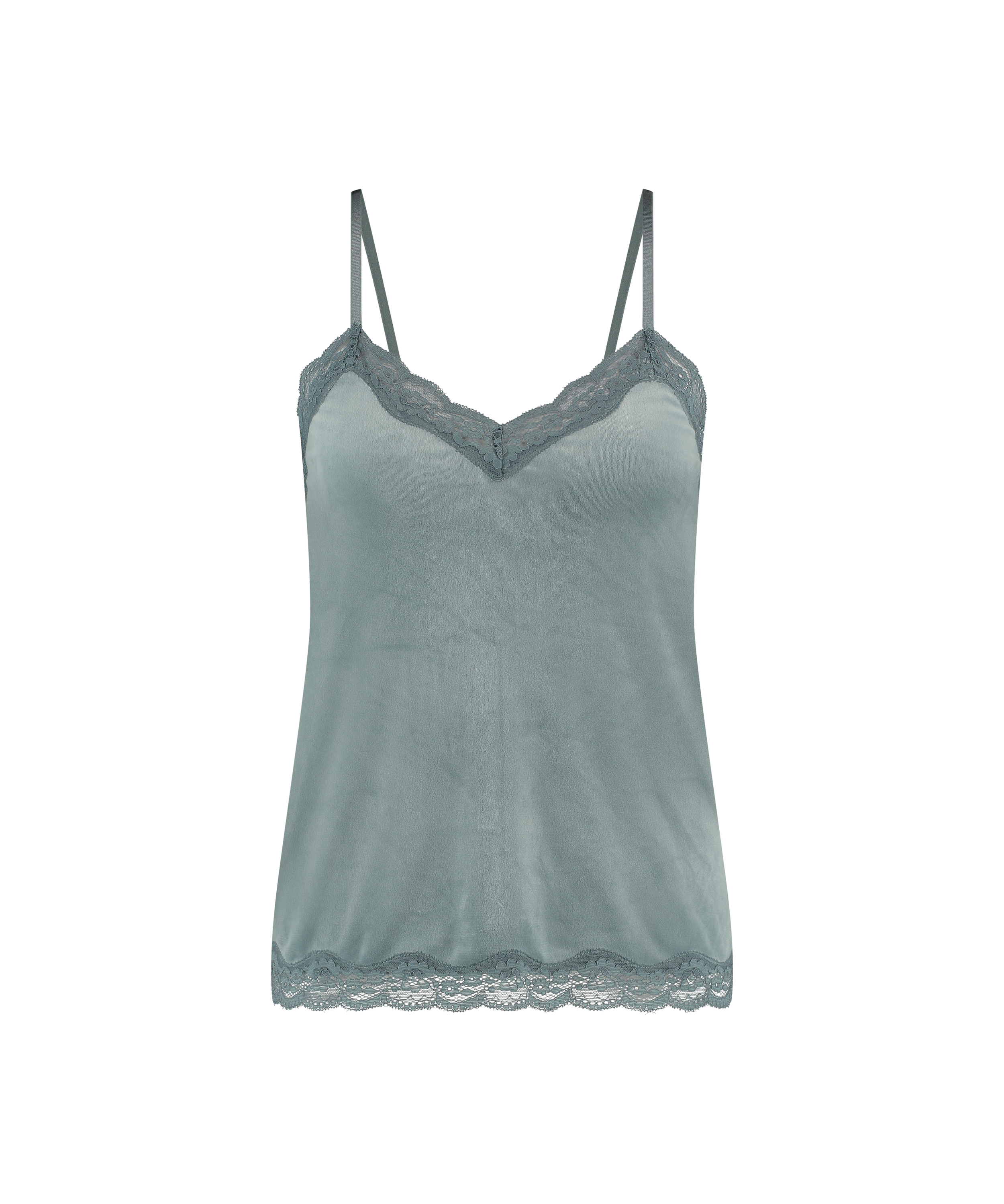 Cami Top Velours Lace, Blau, main