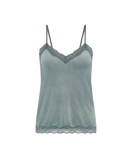 Cami Top Velours Lace, Blau