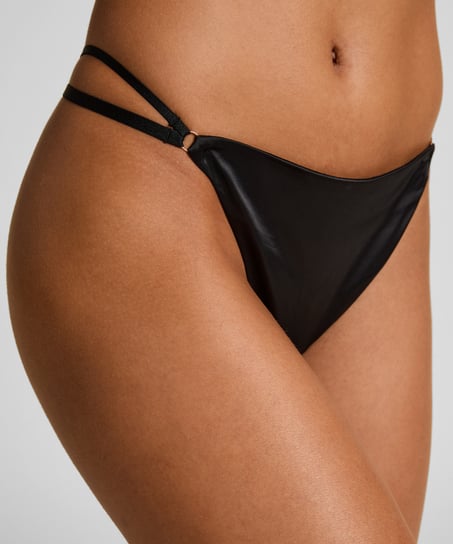 String mit hohem Beinausschnitt Hilton, Schwarz