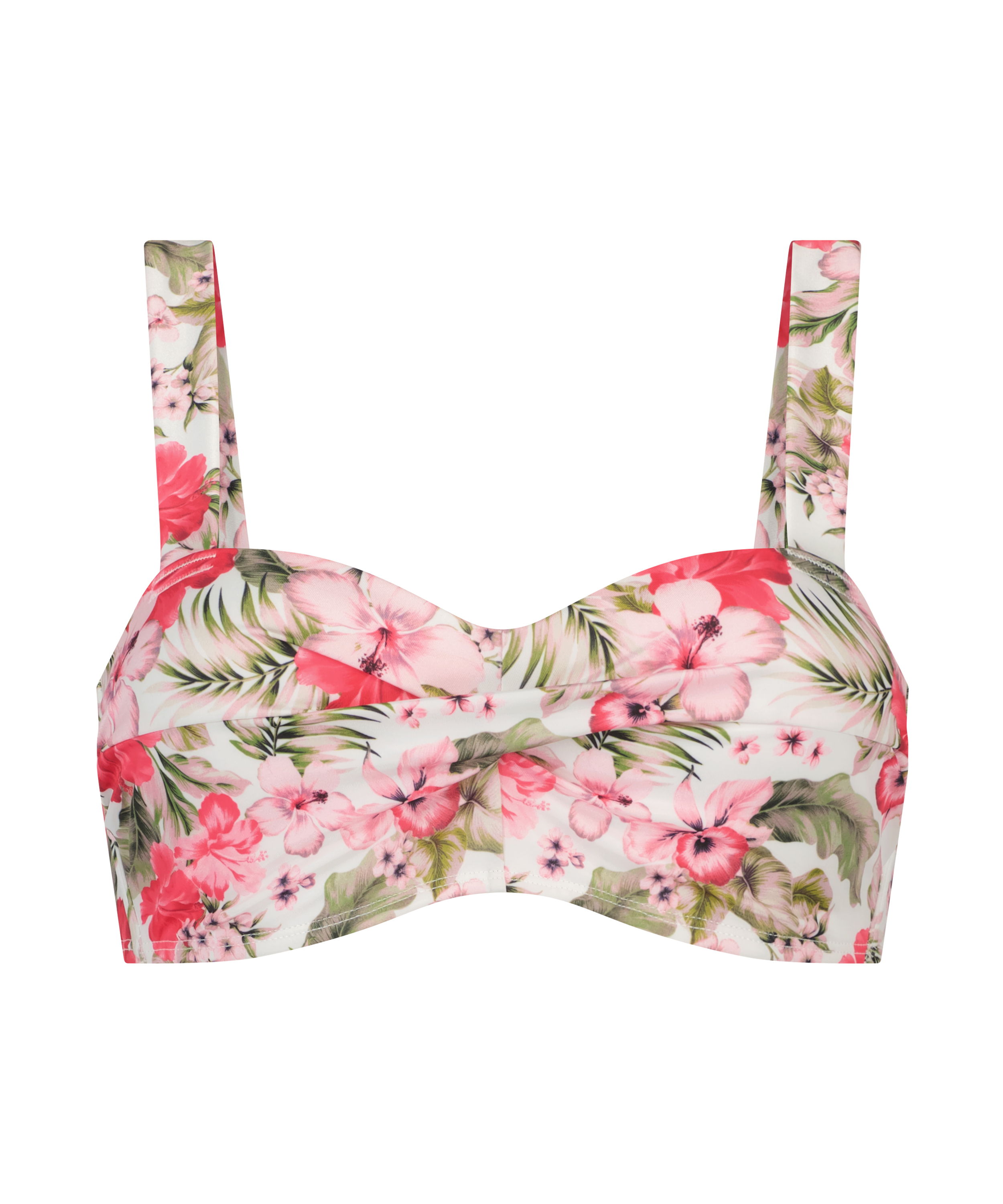 Vorgeformtes Bandeau Bikini-Oberteil Tropical, Wei&szlig;, main