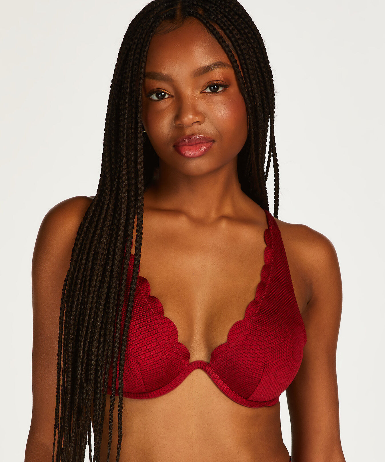 Unwattiertes B&uuml;gel-Bikini-Top Scallop, Rot