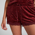 Shorts aus Velours mit Spitze, Lila