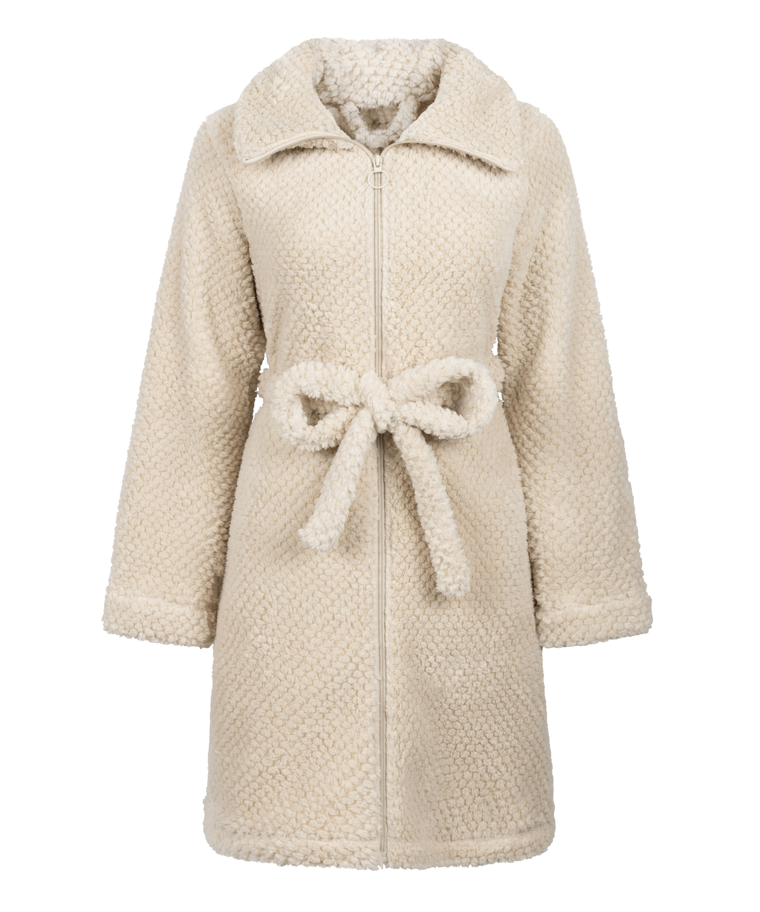 Robe de chambre en polaire &agrave; fermeture &eacute;clair, Blanc