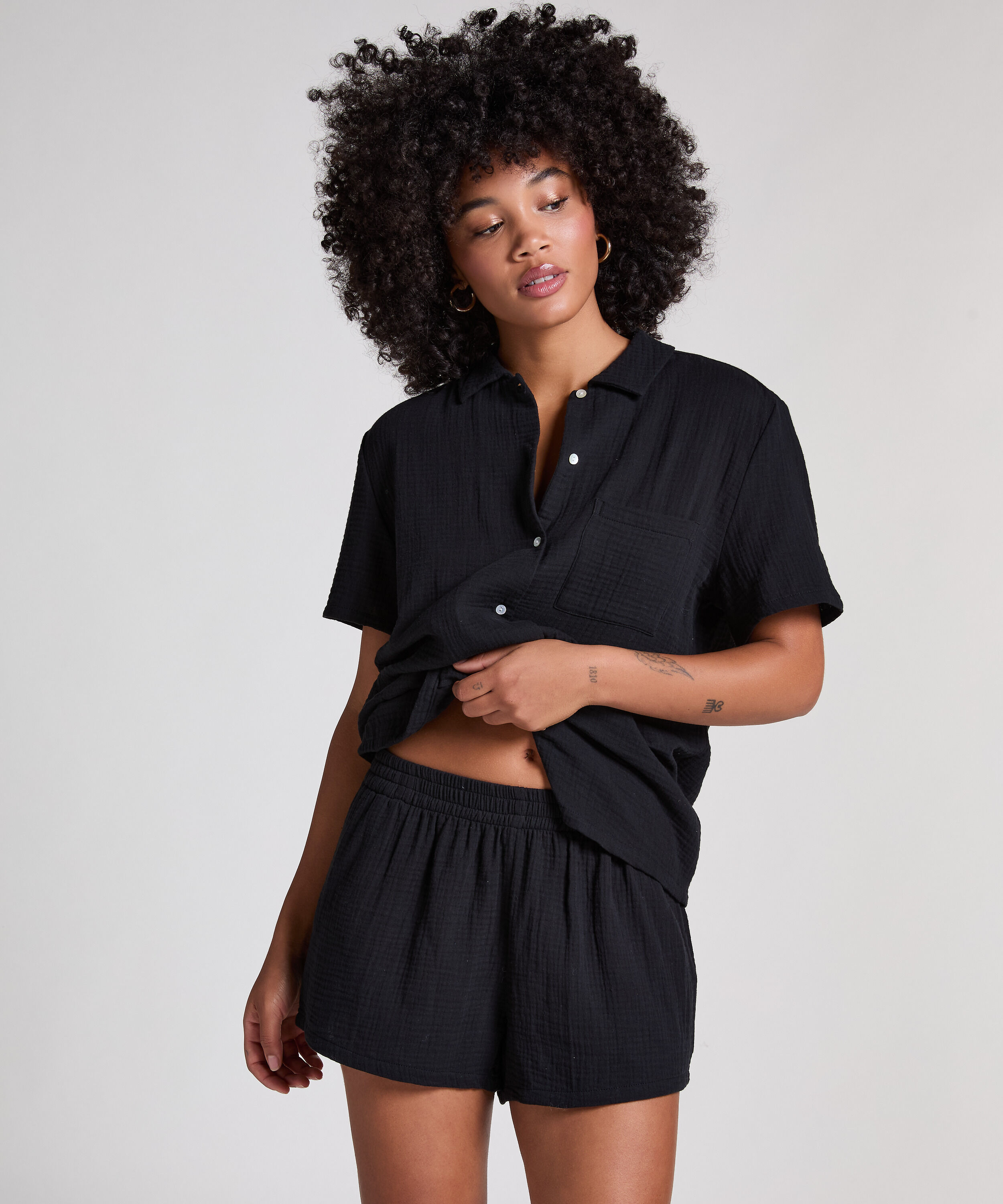 Short en mousseline, Noir Short en mousseline, Noir