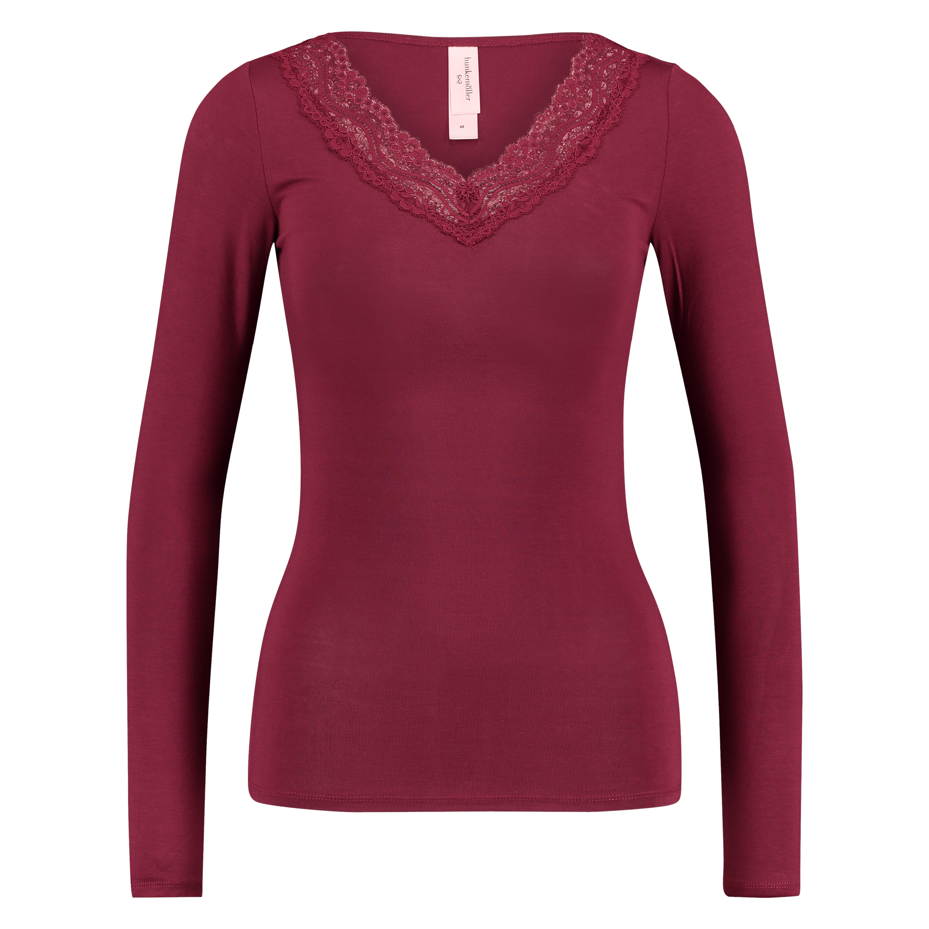Top v-neck lace, Rot, main