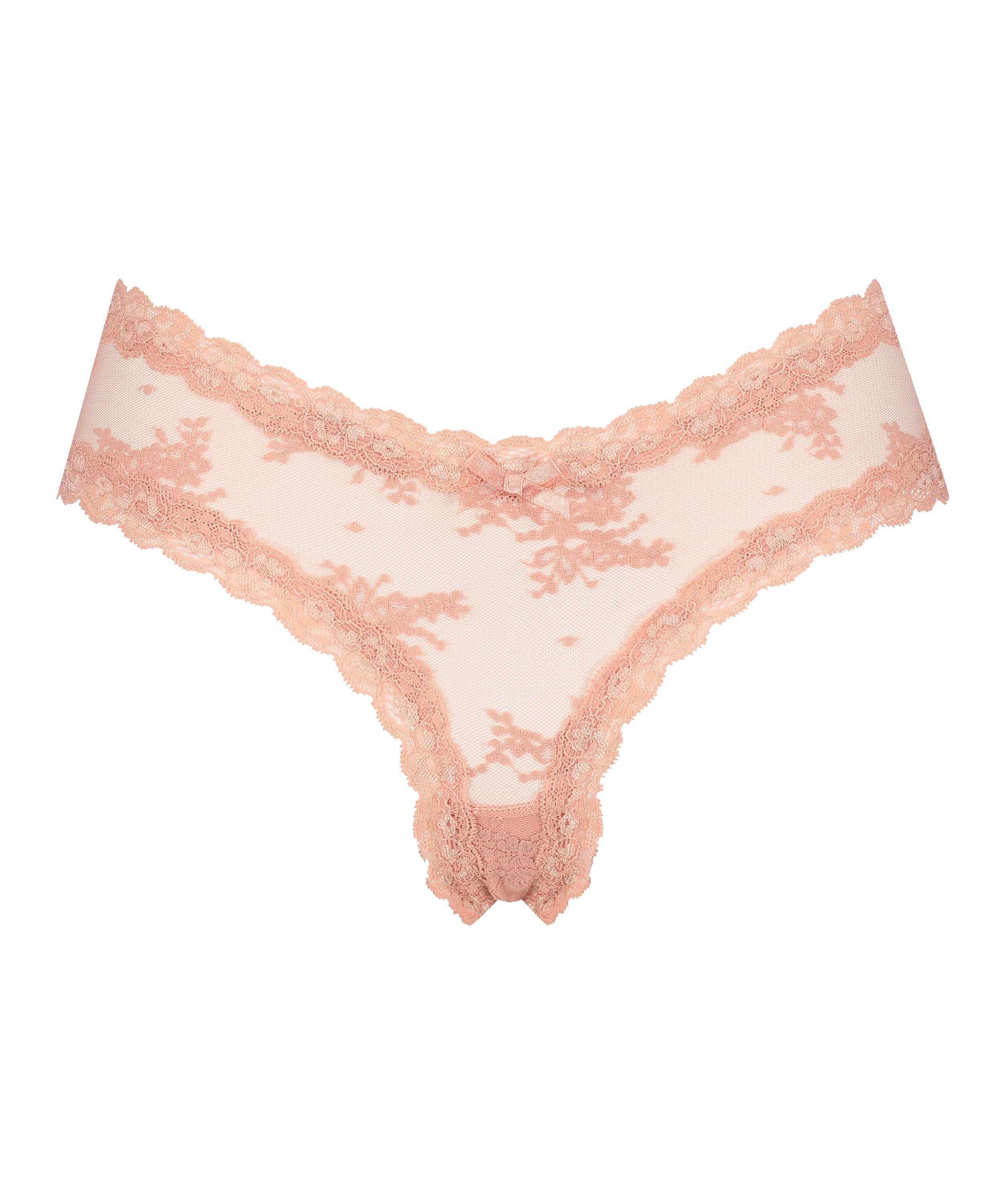 Slip br&eacute;silien V-shape mesh, Rose, main