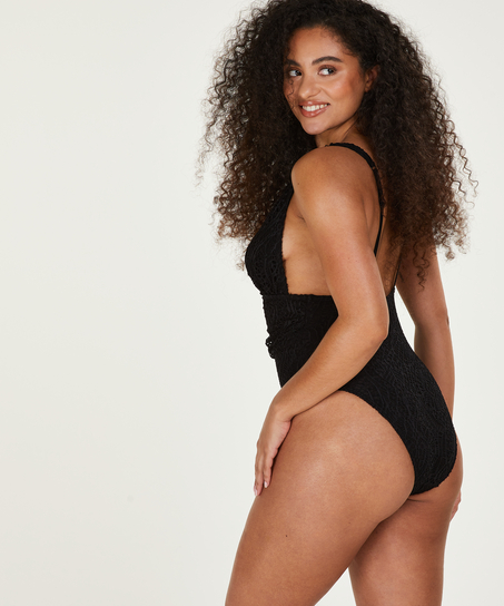 Badeanzug Crochet, Schwarz