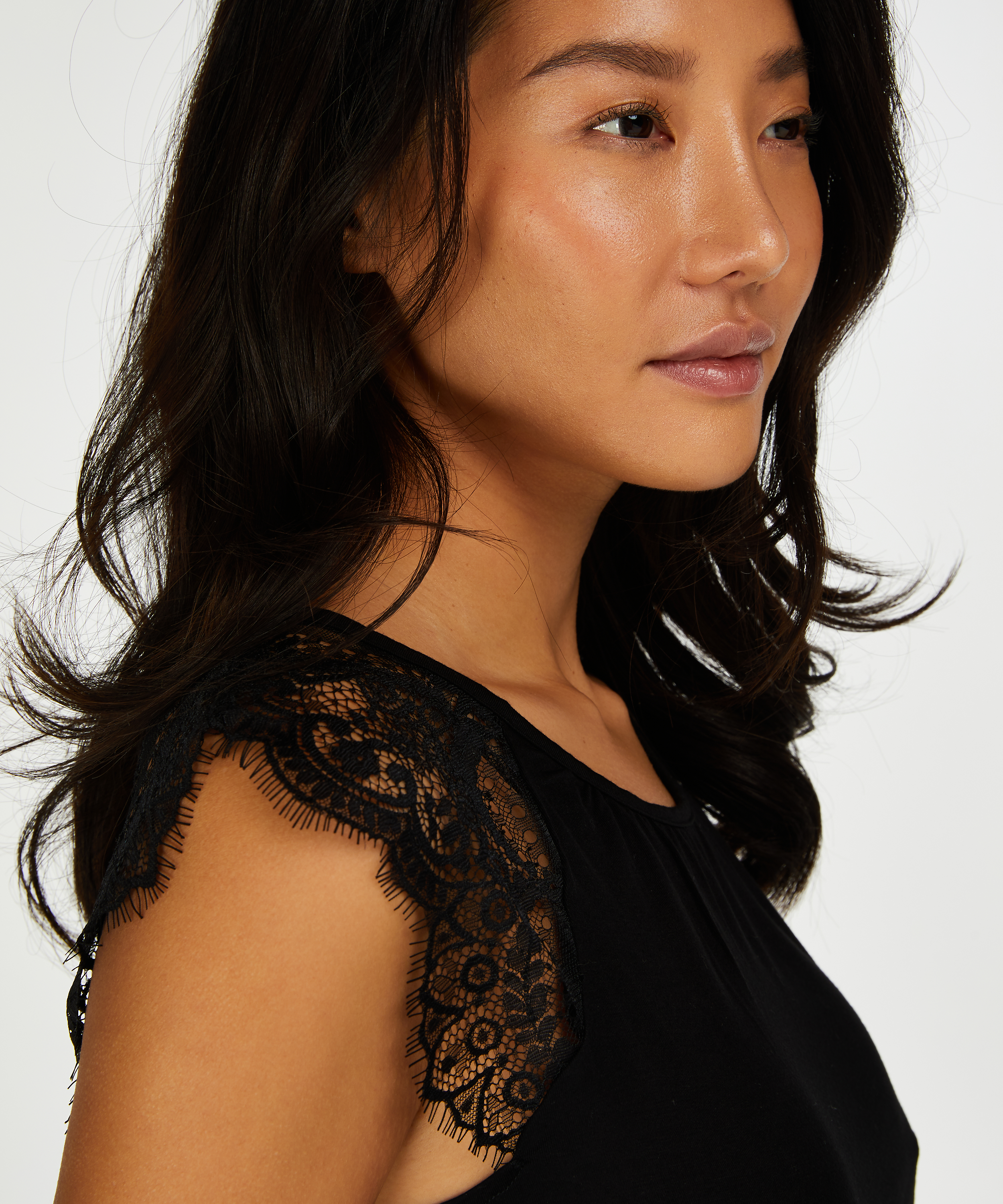 Singlet Jersey Lace, Schwarz, main