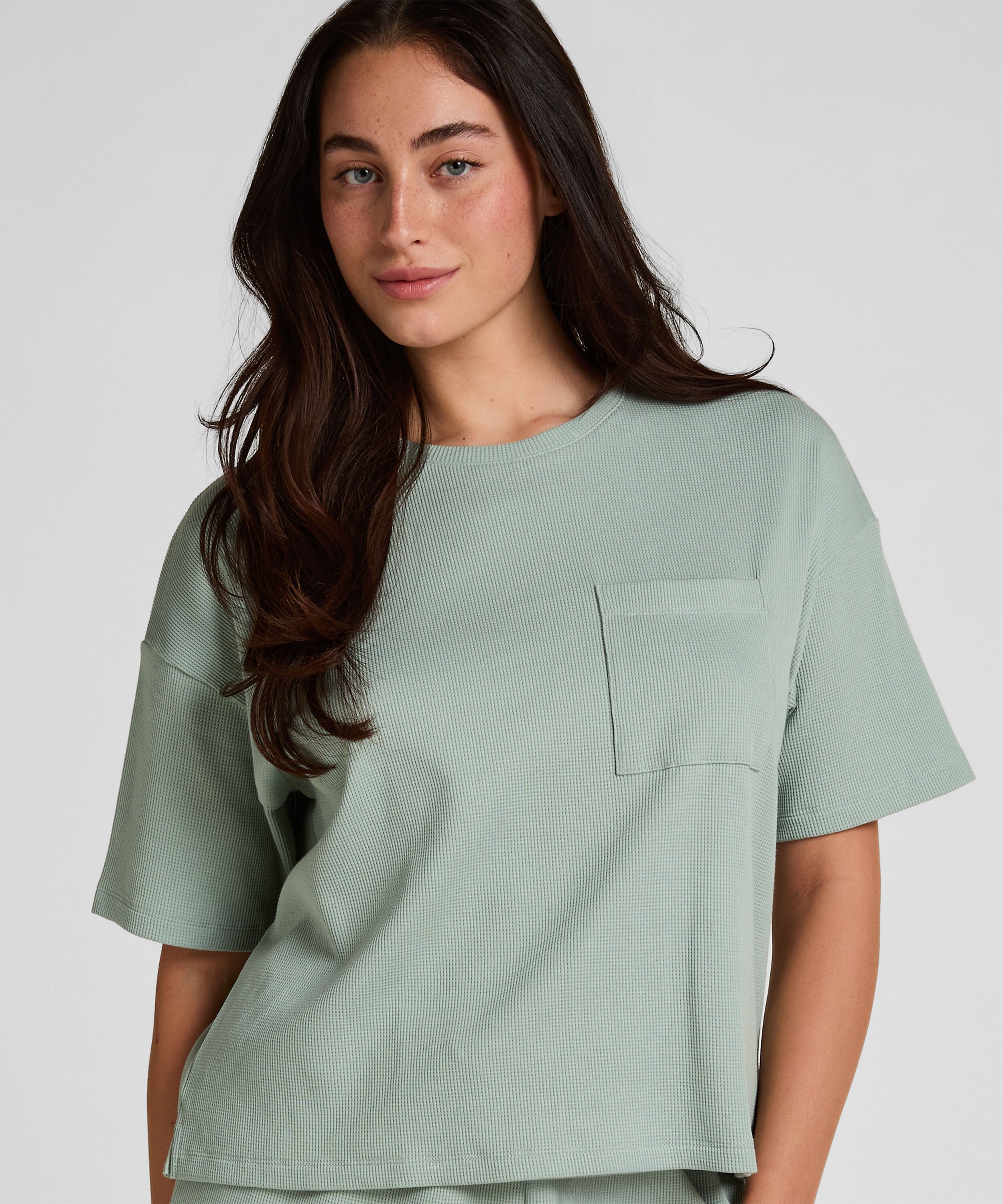 Pyjama Top Waffle, Grün