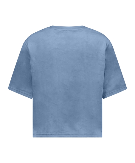 Top Velours Pocket, Blau