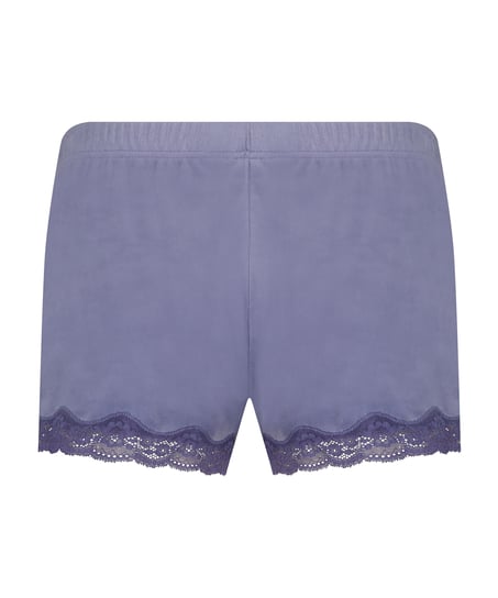 Shorts aus Velours mit Spitze, Lila
