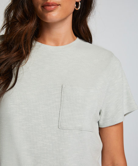 Top mit kurzen Ärmeln Rib, Grün