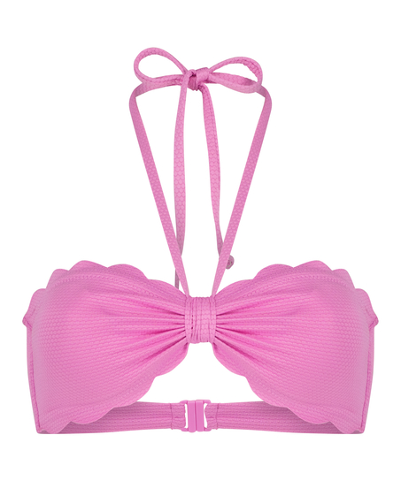Haut de bikini bandeau Scallop, Rose