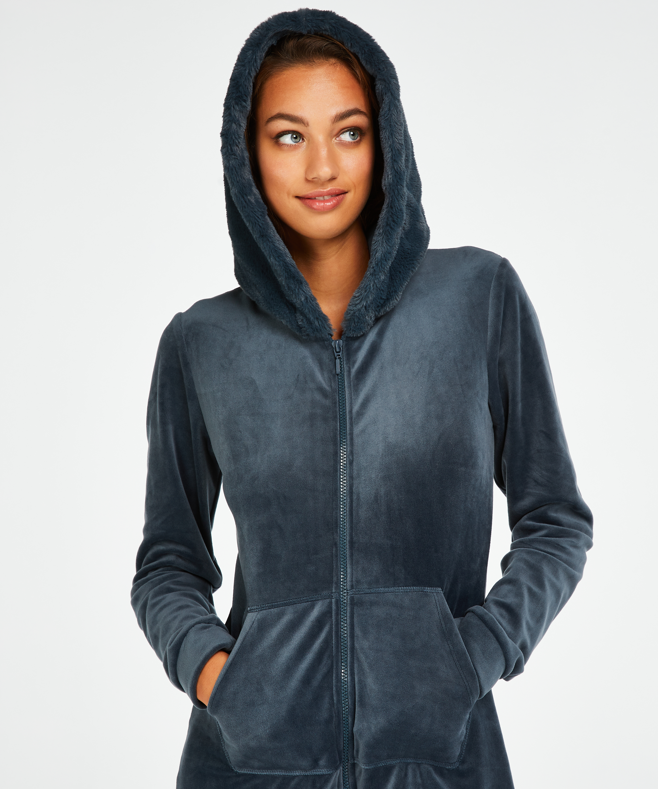 Onesie Velours, Blau, main